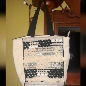 Twig & Arrow embellished shell Canvas tote